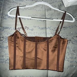 Meshki Lake Lace Cami Crop Top - Chocolate Size S